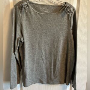 Talbots Charcoal Long Sleeve Top with Lace-Up Shoulders